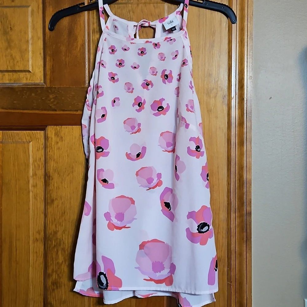 NWOT Cabi Pink Floating Poppies Halter Top - Picture 4 of 8